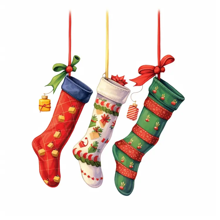 Colorful Christmas Stockings Hanging for Holiday Decor