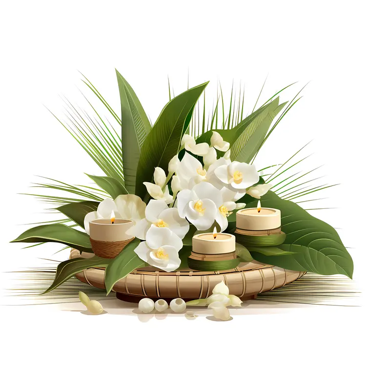 Spa Candles and White Flowers