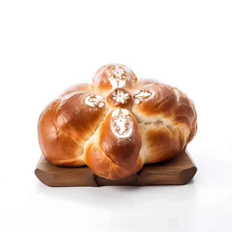 Sweet Bread with Icing on a Wooden Board