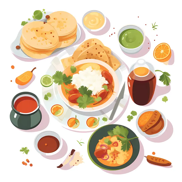 Indian Meal Platter with Various Dishes