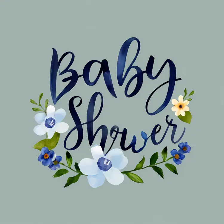 Baby Shower with Blue Floral Design