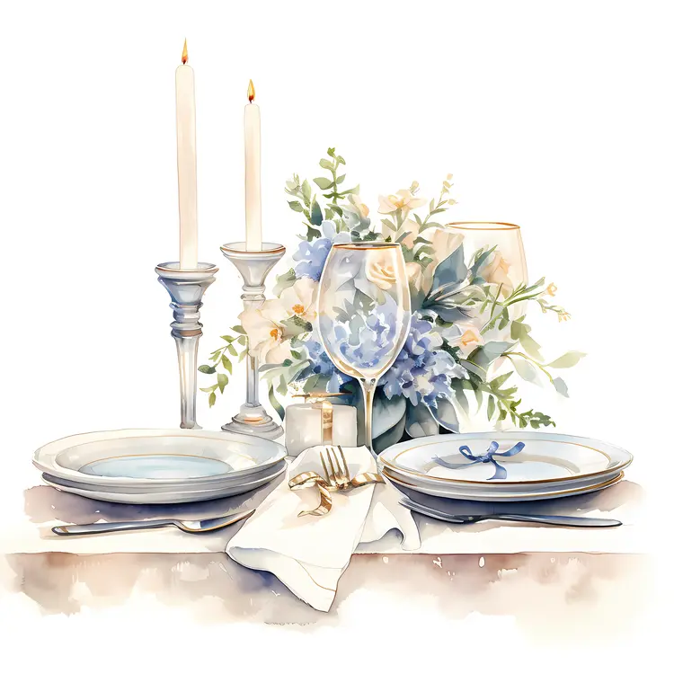 Elegant Dining Setup with Candles and Flowers