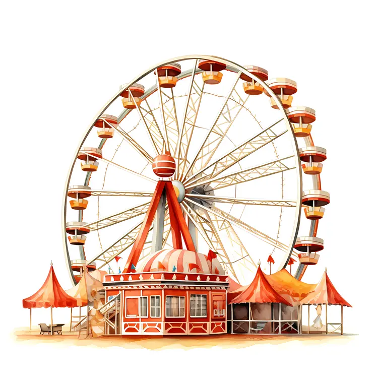 Ferris Wheel with Colorful Tents