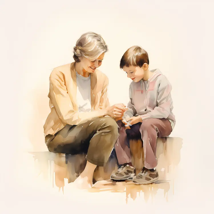 Modern Mother and Son Teaching