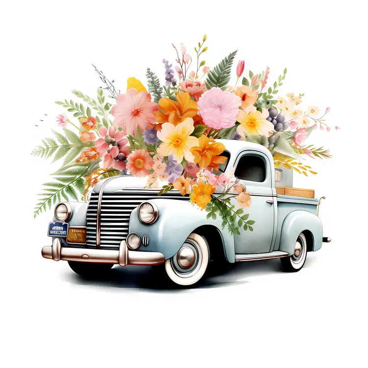 Vintage Truck with Floral Arrangement
