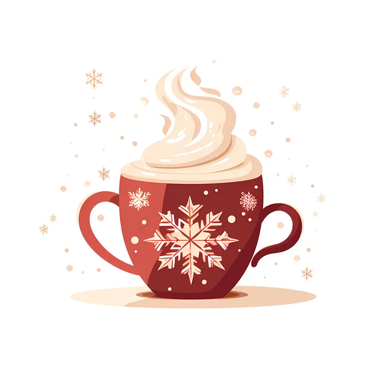Red Cup with Whipped Cream and Snowflake