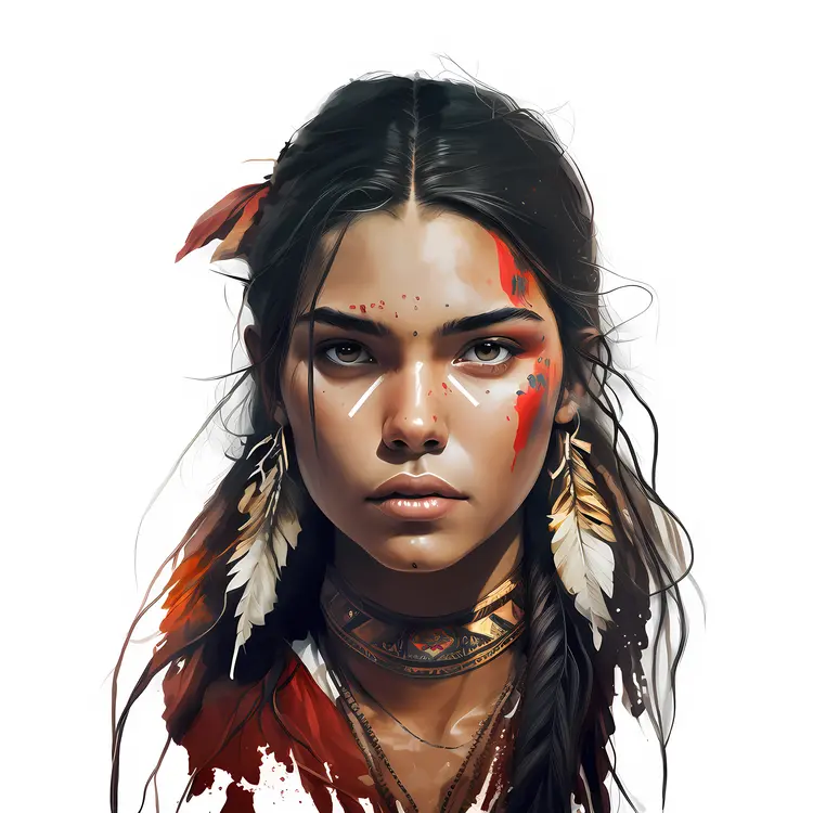 Portrait of a Woman with Traditional Face Paint