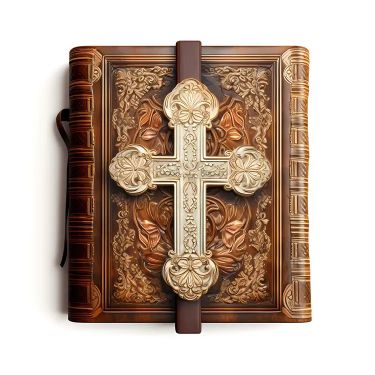 Ornate Bible with Cross on Cover