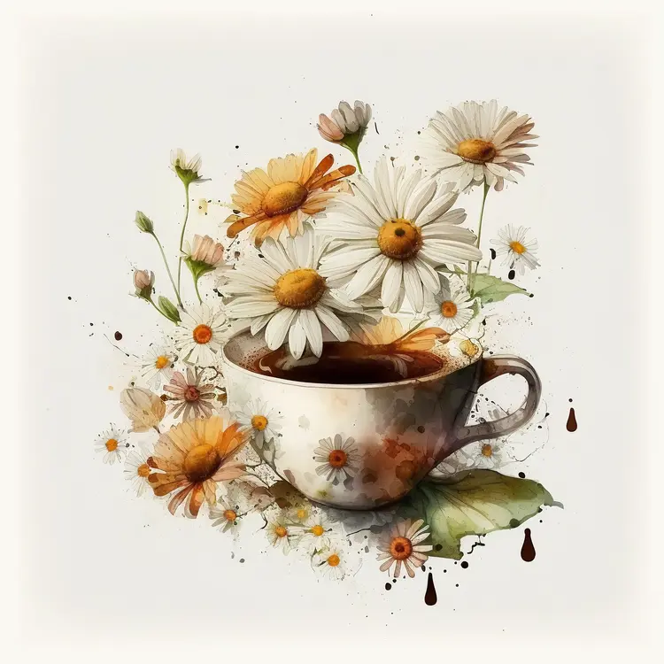Beautiful Cup with Daisies for Mother's Day Concept
