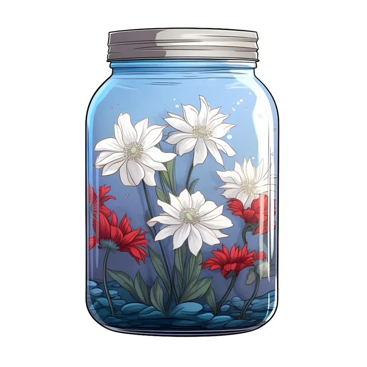 Beautiful Flowers in a Jar