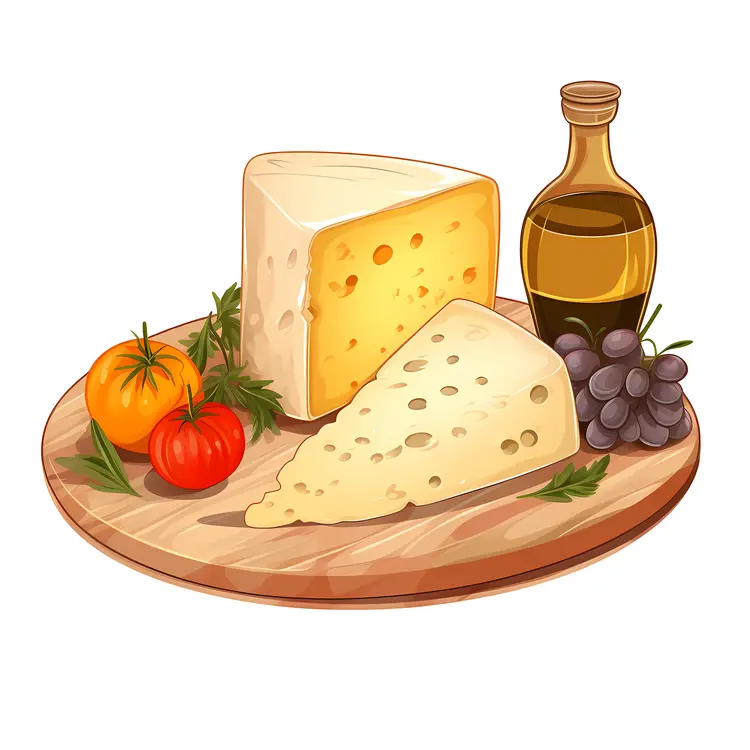 Cheese platter with olive oil