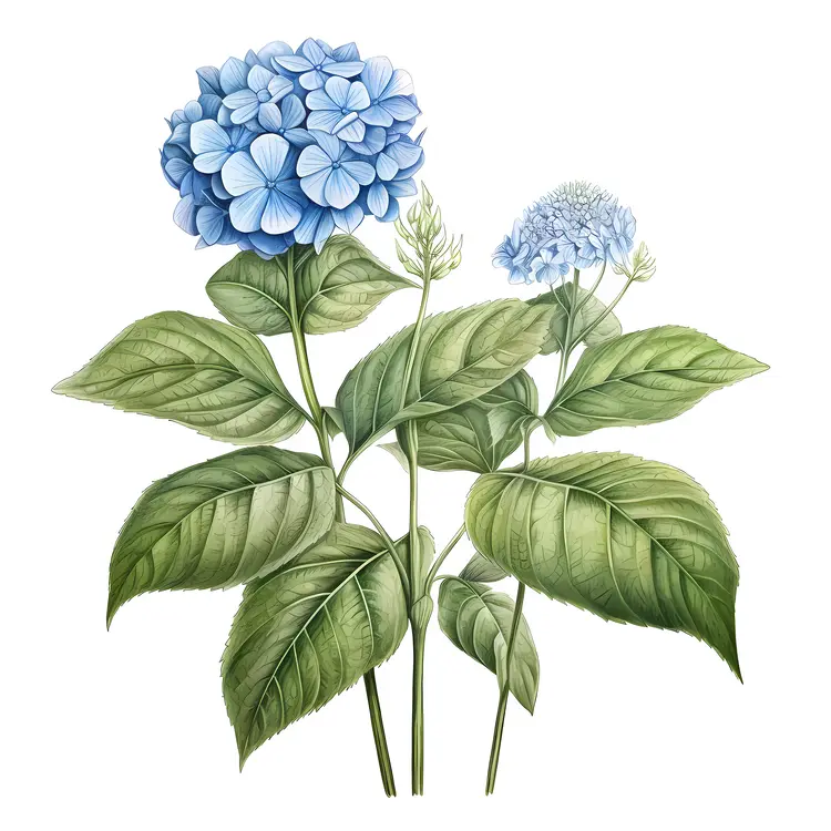 Blue Flowers with Green Leaves