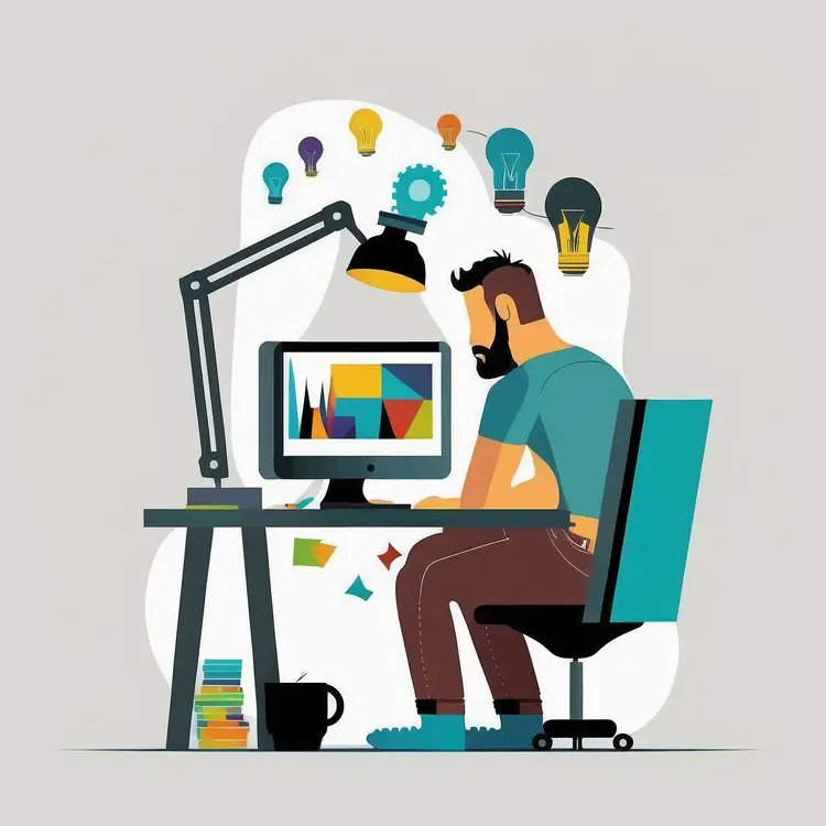 Designer Working on Computer in Creative Office