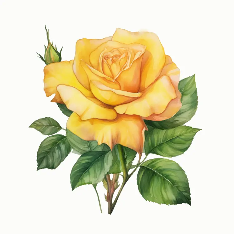Beautiful Yellow Rose Illustration