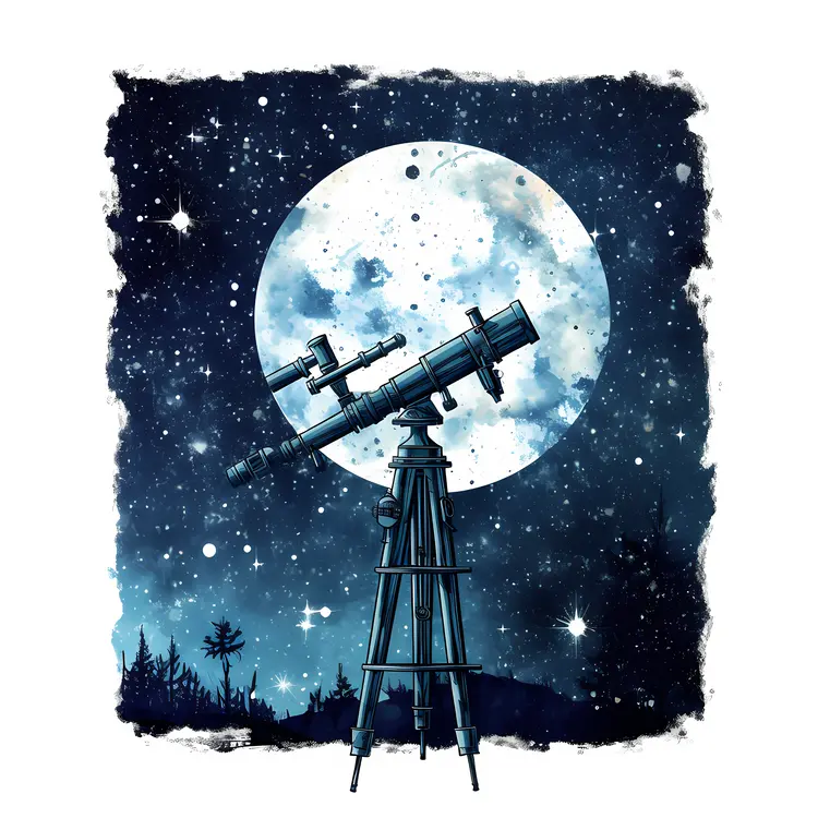 Telescope Under the Starry Night Sky