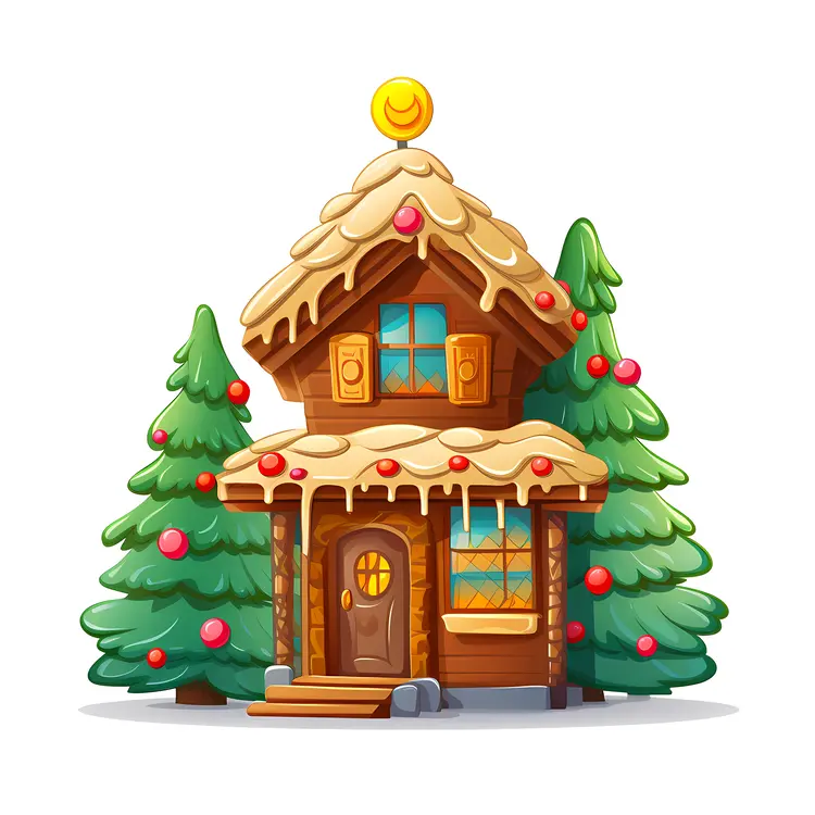 Festive Gingerbread House with Christmas Decorations