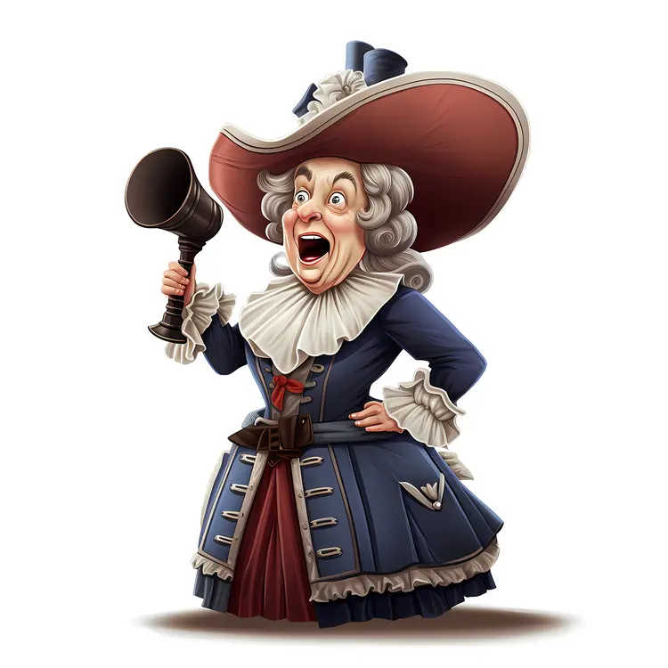 Old Pirate Woman with Megaphone Cartoon