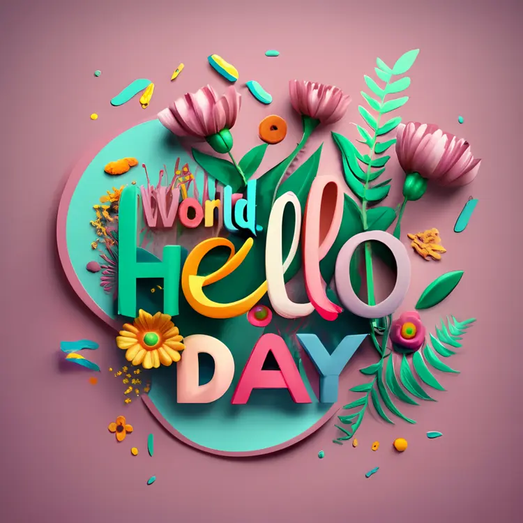 Colorful World Hello Day with Vibrant Flowers