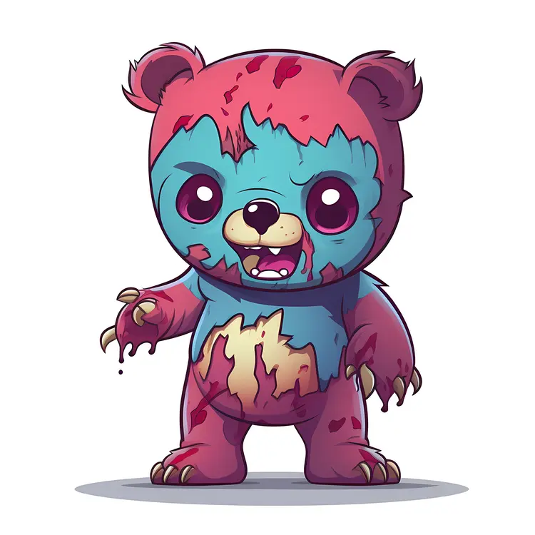 Cute Zombie Bear Cartoon Illustration for Halloween