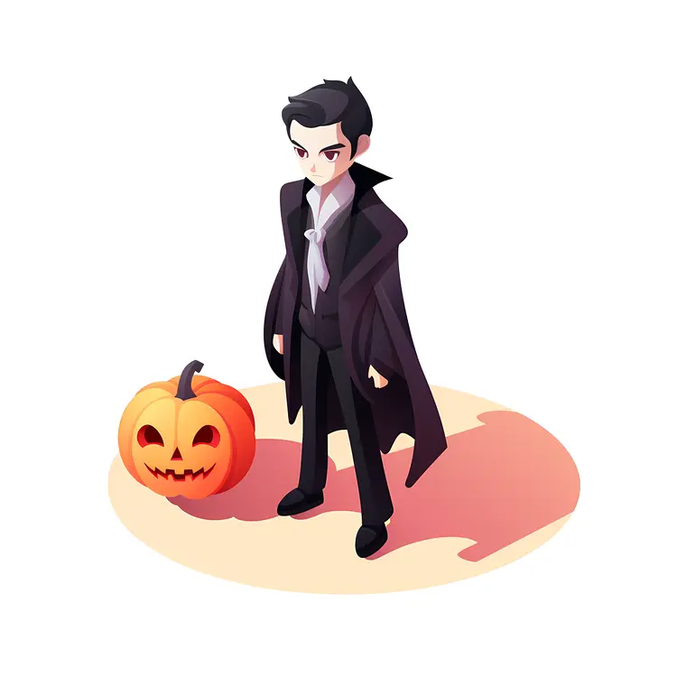 Vampire Character with Pumpkin