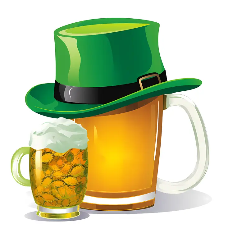 Beer Mug with Green Hat for St. Patrick's Day Celebration