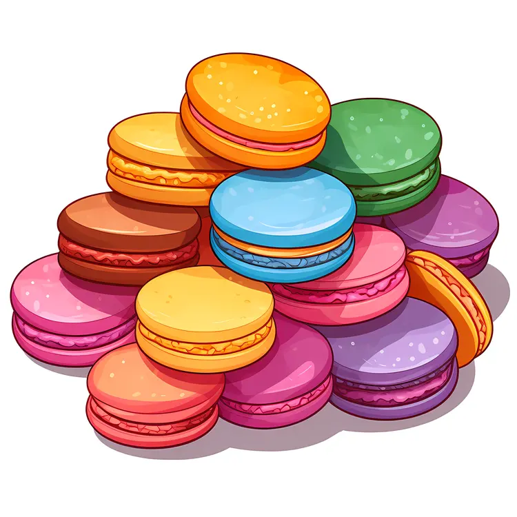 Illustrated Colorful Macarons