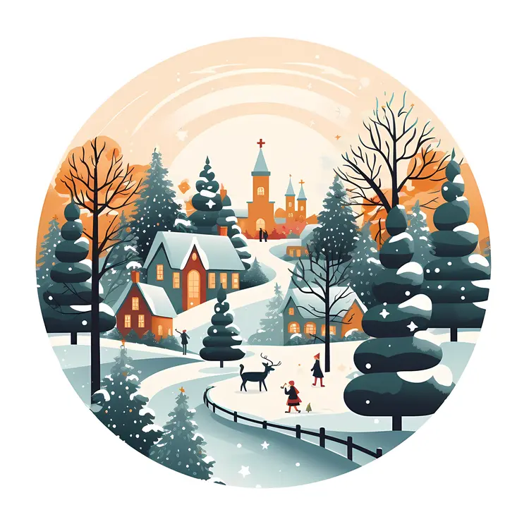 Charming Winter Village at Dusk