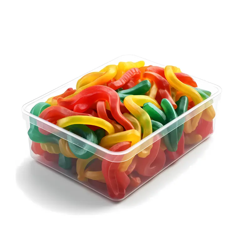 Colorful Gummy Worms in a Box