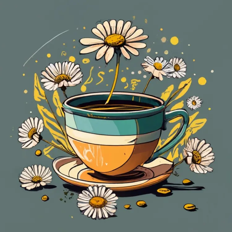 Chamomile Tea in a Striped Cup