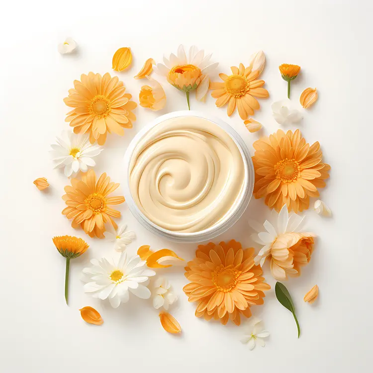 Cream Jar with Yellow and White Flowers