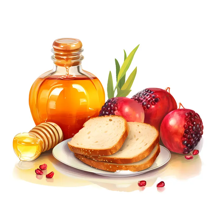 Honey and Bread with Pomegranates for Rosh Hashanah