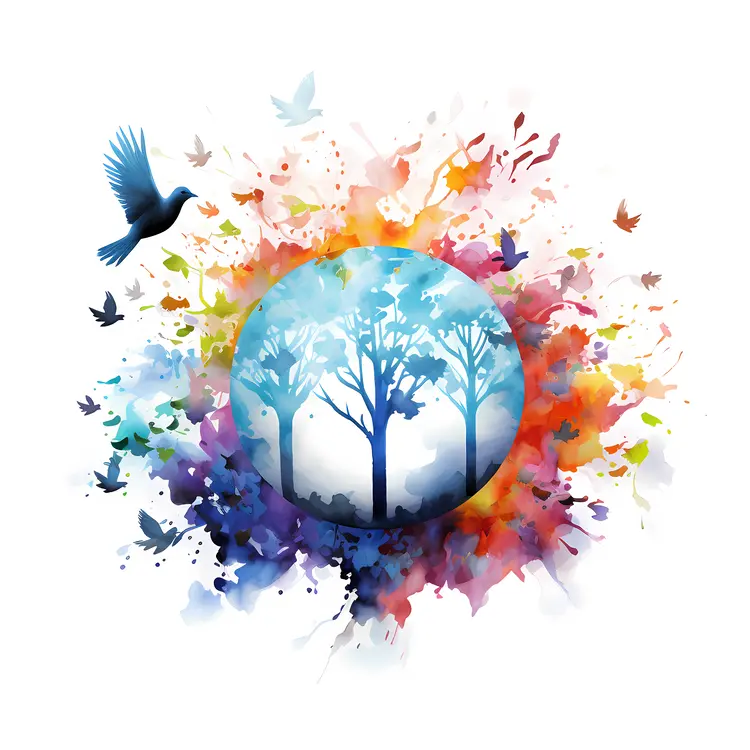 Trees and Birds Around the Earth