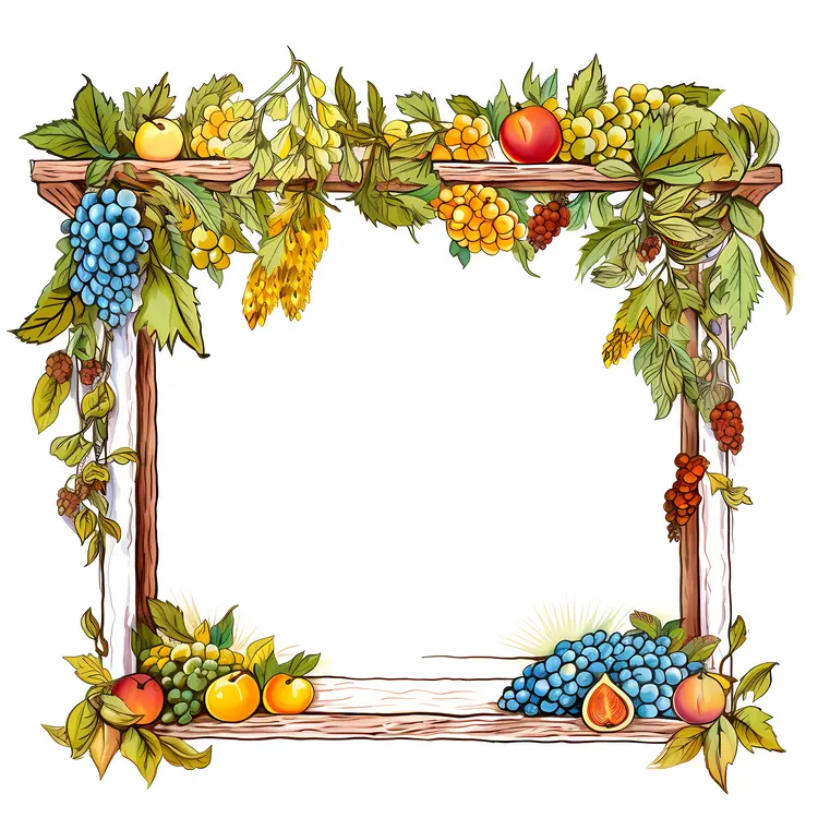 Decorative Fruit Frame with Grapes and Apples