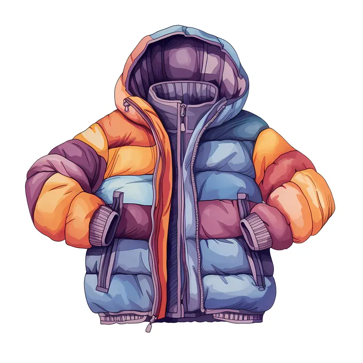 Colorful Winter Jacket with Hood