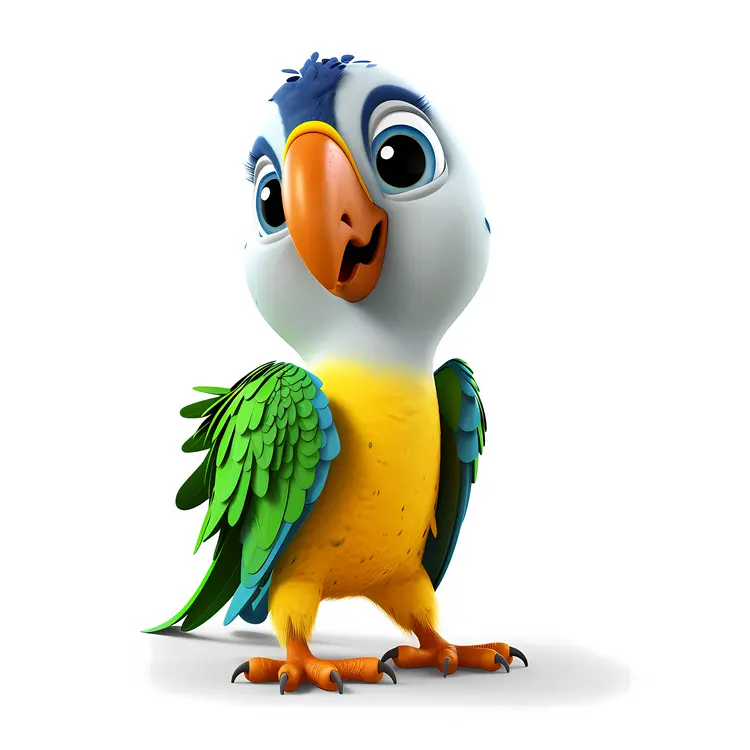 Cute Animated Parrot with Colorful Feathers