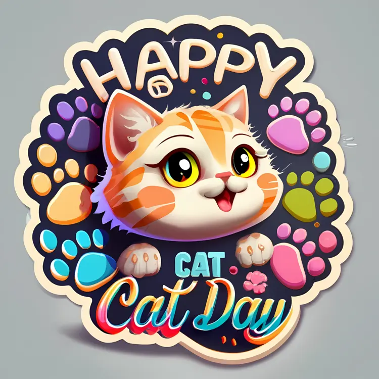 Happy Cat Day with Cute Cat