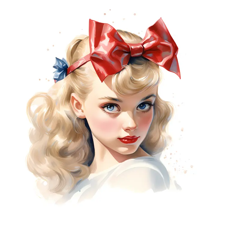 Charming Girl with Red Bow