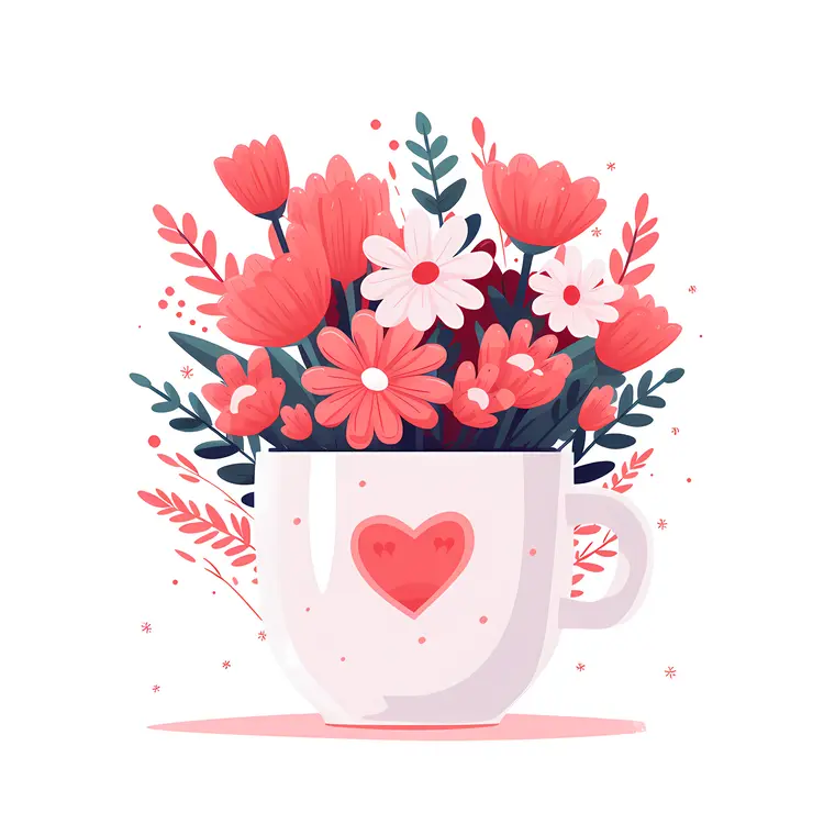 Floral Cup with Heart Design