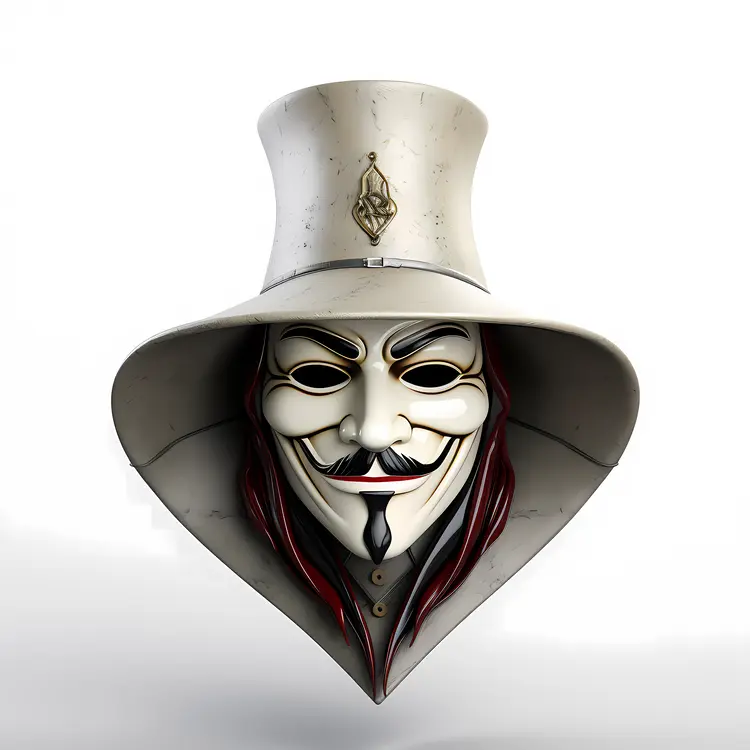 Guy Fawkes Mask with White Hat
