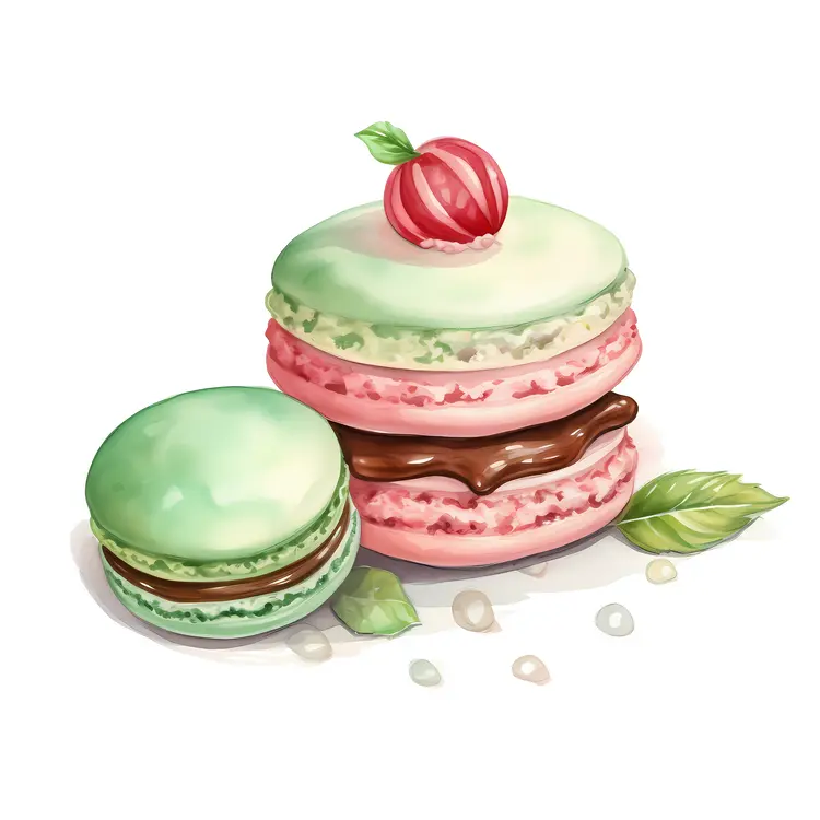 Mint and chocolate macarons