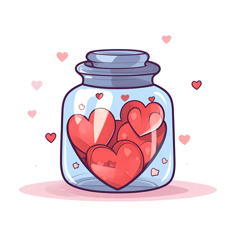 Cute Heart Jar Illustration for Valentine's Day