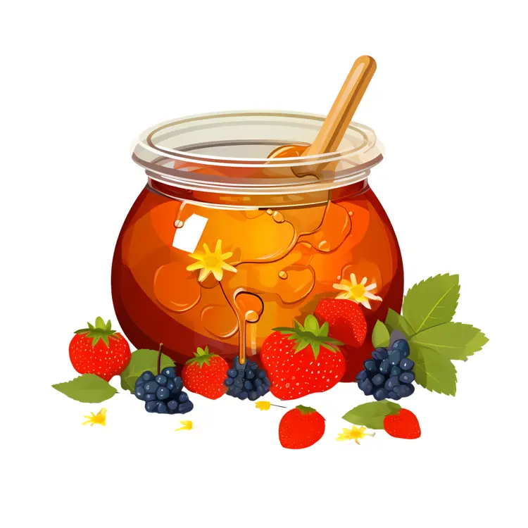 Honey Jar with Fresh Berries