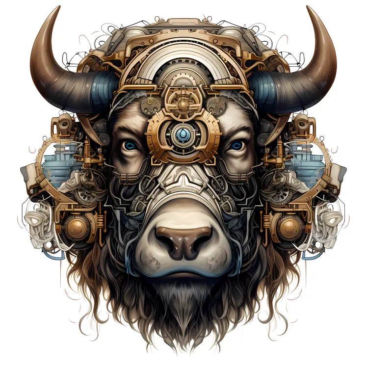Steampunk Bison Illustration