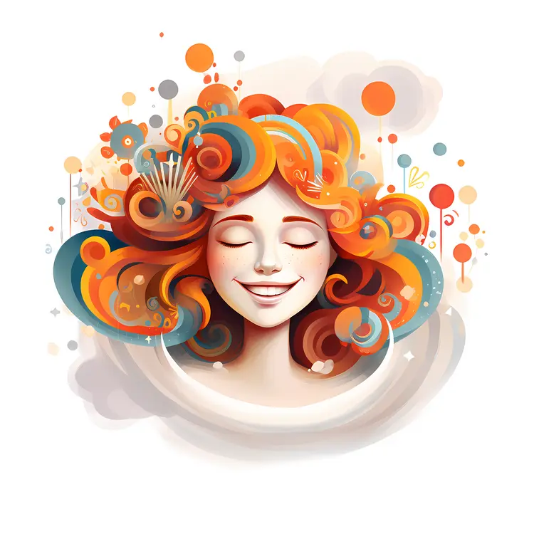 Woman with Colorful Hair Illustration