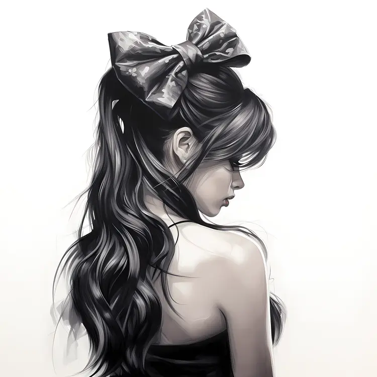 Girl with Big Black Bow