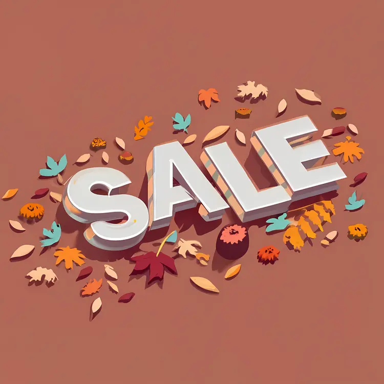 Sale Text with Autumn Leaves