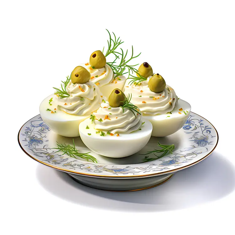 Deviled Eggs Topped with Olives