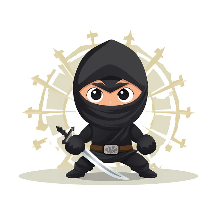 Cute Cartoon Ninja with Sword
