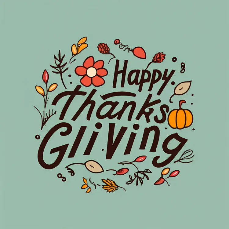 Happy Thanksgiving Greeting with Autumn Elements