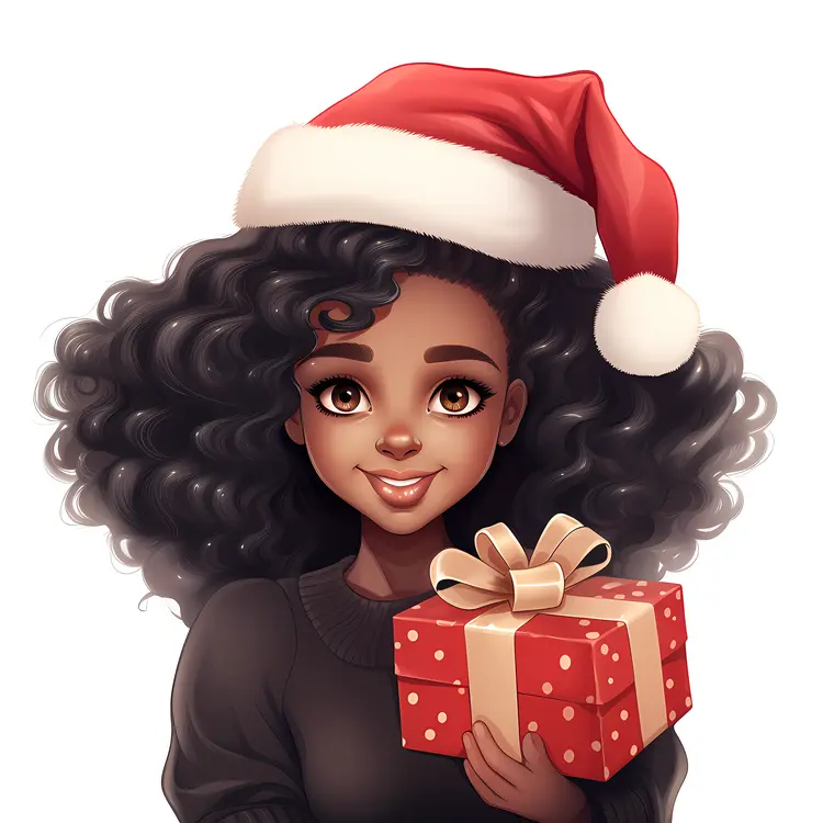 Girl Holding Christmas Present